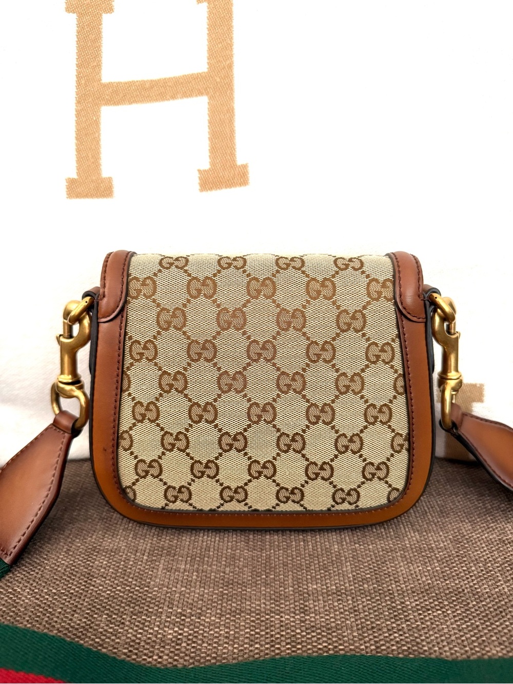 Authentic Gucci Small Lady Web Shoulder Bagbrown monogram canvas - Picture 10 of 16